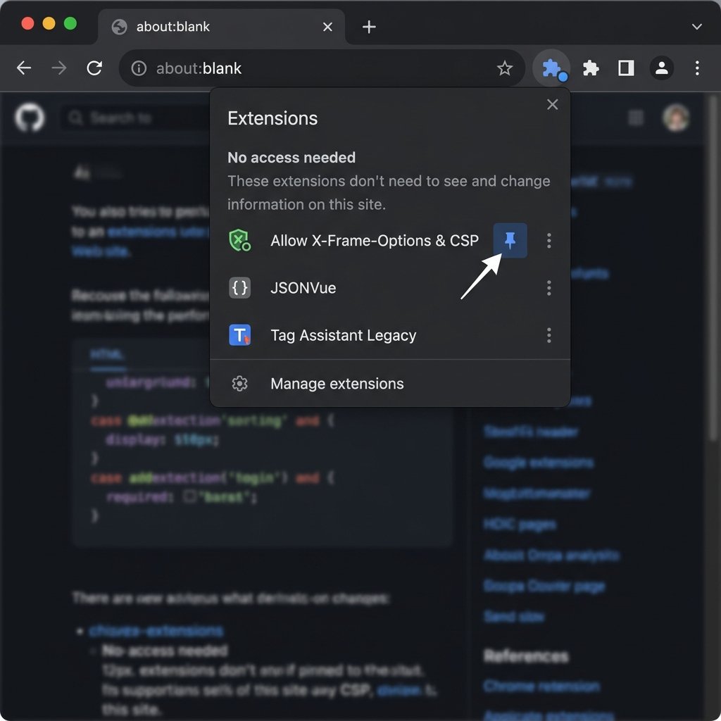 Pin extension to toolbar